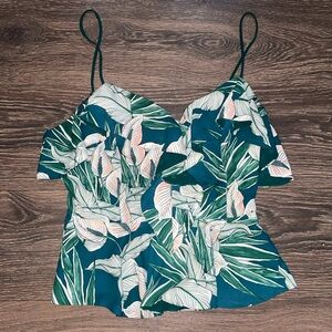 Adelyn Rae Tropical Oasis Hunter green tank MEDIUM 🌿🪷